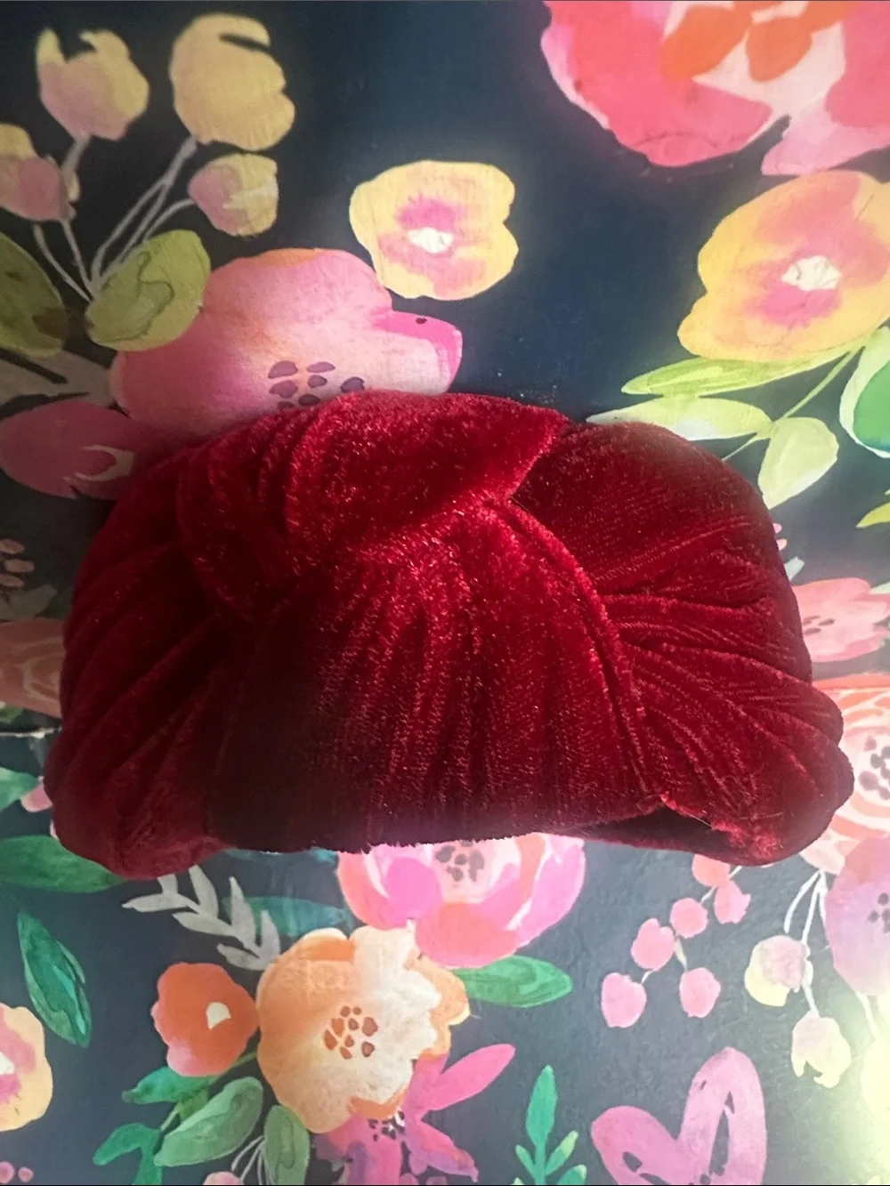 Plush Velvet Knotted Headband - Deep Red